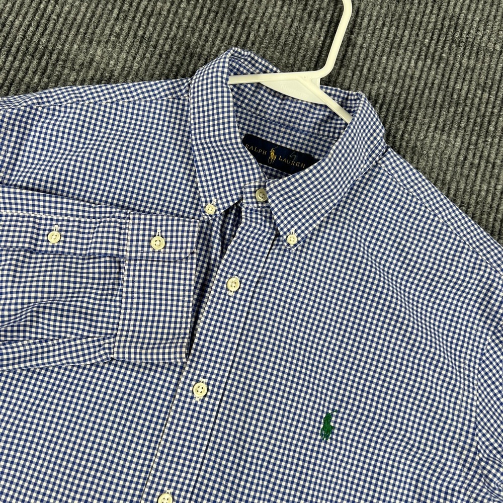 Ralph Lauren Shirt Mens XL Extra Large Blue Check Long Sleeve Button Down Casual